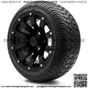 12" Bomber Matte Black Golf Cart Wheels and Tires (215-35-12) - Set of 4
