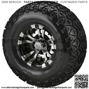 4 Golf  Cart 22x11-10 All-Terrain Tires on 10x7 Black/Machined Vampire  Wheels