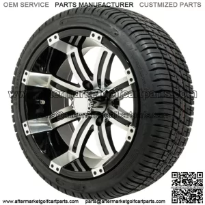 Set of 4 - 14 inch Machined Golf Cart Wheels on Low Profile Tires