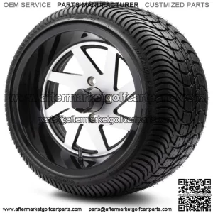 14" Fury Glossy Machined Golf Cart Wheels and Tires (205-30-14) Set of 4