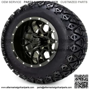 12" Glossy Black Golf Cart Wheels and Tires (23x10.50-12) Set of 4