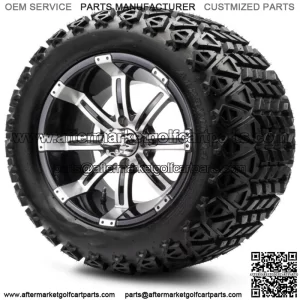 14" Machined Black Golf Cart Wheels and Tires 23x10.00-14 Set of 4
