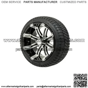 Set of 4 14" Black/Machined Golf Cart Wheels & 205/30-14 (18") Tires