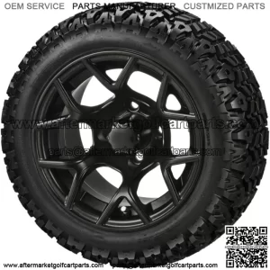4 Golf Cart 23x10-14 All Terrain Tires on 14x7 Matte Black Ninja Wheels