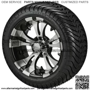 4 Golf Cart 215/35-12 Radial Tires on 12x7 Black/Machined Vampire Wheels