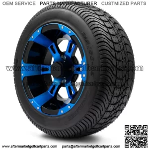 12" Ambush Blue and Black Golf Cart Wheels and Tires (215-50-12) - Set of 4