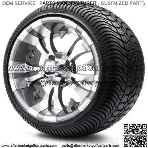 14" Vampire Gunmetal Golf Cart Wheels and Tires (205-30-14) - Set of 4