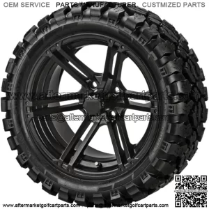 4 Golf Cart 23x10-14 Sierra Rover Tires on 14x7 Matte Black Yukon Wheels