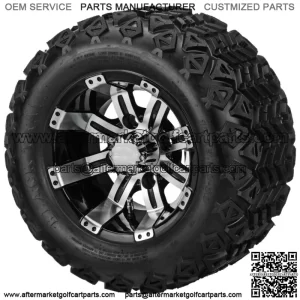 4 Golf  Cart 18X9.50-10 All-Terrain Tires on 10x7 Black/Machined Wheels