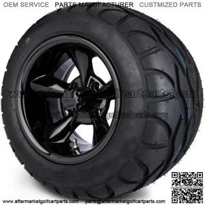 12" Godfather Glossy Black Golf Cart Wheels and Radial Tires (245/50-12)