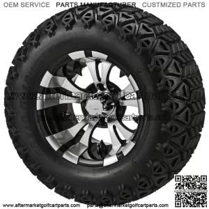 4 Golf Cart 23x10.50-12 All-Terrain Tires 12x7 Black/Machined Vampire Wheels
