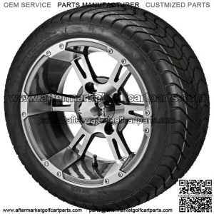 (4) Golf Cart 215/40-12 DOT Street Tires on 12x7 Gunmetal Raptor Wheels