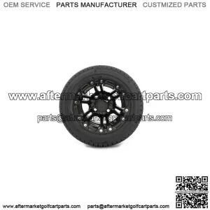 Set of 4 10" Matte Black Golf Cart Wheels on 205/50-10 (18") Tires