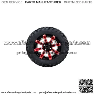 Set of 4 12" Black/Red Golf Cart Wheels on 22" All Terrain Tires