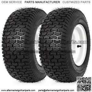 16x6.50-8 Lawn Mower Tires with Rim, 3" Offset Hub, 3/4" Bushing, 16x6.5-8 Tractor Turf Tire, 4 Ply Tubeless, Set of 2