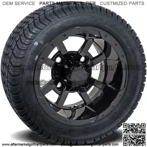 Set of 4 10 inch Storm Trooper Black Golf Cart Wheels On Low Profile Tires
