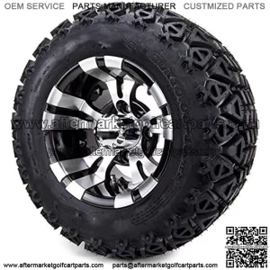 10" Vampire Machined Black Golf Cart Wheels and All Terrain Tires Combo Set of 4