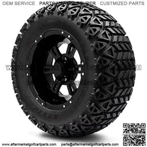 12" Ambush Glossy Black Golf Cart Wheels and All Terrain Tires Combo Set of 4