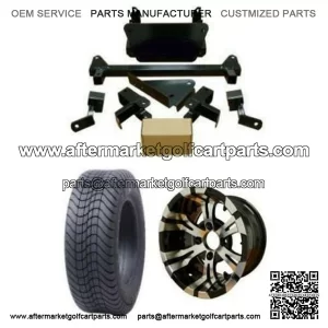 Yamaha Golf Cart Low Profile Tire/Wheel Combo & 4" Block Lift Kit Bundle