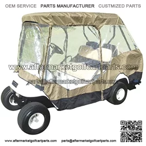 4 Passenger Golf Cart Driving Enclosure Cover (2 Passenger Short Roof 58" with Bench) 4-Sided Transparent Windows