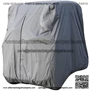 2 Passenger Golf Cart Cover Waterproof Golf Cart Cover Fits EZ GO, Club Car and Yamaha, Dustproof and Durable, Grey