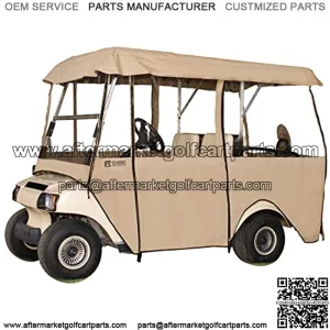 Classic Accessories Fairway Deluxe 4-Sided 4-Person Golf Cart Enclosure, Tan