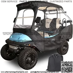 4 Passenger Golf Cart Enclosure for Club Car Precedent with Security Side Mirror Openings, Waterproof Portable Transparent Golf Cart Cover Storage Driving Enclosure - Passengers Can Sit in Back