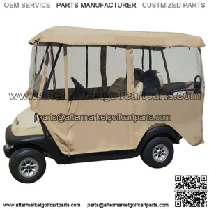 Deluxe Driveable 4-passenger Golf Cart Enclosure (For 80" Tops) - TAN