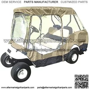 Formosa Covers 4 Person Golf Cart Driving Enclosure Cover (2 Front Passenger with 2 Person Rear Facing Bench Short Roof 58") 4-Sided Transparent Windows | Durable YKK Door Zipper | Grey or Taupe