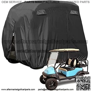 4 Passenger Golf Cart Cover Fits EZGO, Club Car, Yamaha, 400D Waterproof Windproof Sunproof Outdoor All-Weather Polyester Full Cover with Three Zipper Doors - Black/Army Green/Sliver/Camouflage