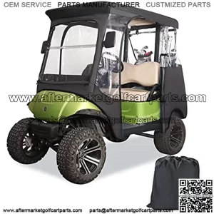 Golf Cart Enclosure for 2 Passenger Yamaha G14 G16 G22 G29 Drive 2 Model Waterproof Rain Cover with Side Mirror Opening Transparent Tail Light Panel Foldable Door Windshield 4-Sided Clear Window