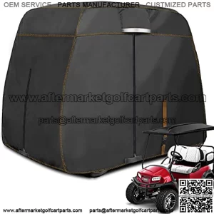 Rosefray Waterproof Golf Cart Cover Universal Fits for Most 4 Passenger/2Passenger EZGO, Club Car, Yamaha Golf Cart-Black/Light Tan