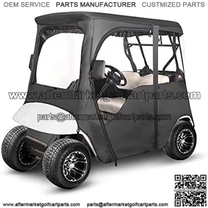 Golf Cart Deluxe Enclosure for EZGO TXT 2 Passenger, 4-Sided Clear PVC Window Rain Cover with Zipper Entry, Black