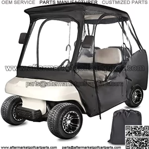 4 Passenger Golf Cart Enclosure for Club Car DS, Waterproof Windproof Portable Transparent Golf Cart Driving Enclosure Storage Cover Black (Tailight Can Be Seen)