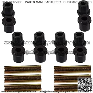 EZGO TXT Golf Cart Rear Leaf Spring Bushing Kit with 6X Sleeves and 12X Bushings Made of Long Lasting Rubber for 1996-Up. Replaces OEM Sleeve Part No#: 70289G02 and Bushing Part No#: 70291G0