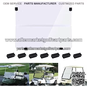 Fold Down Golf Cart Windshield Impact Resistant Acrylic Split Windshield Compatible with Club Car DS 1982-2000