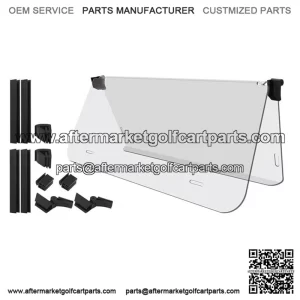 Folding Down Golf Cart Windshield for Club Car DS 1982-2000.5, Clear (4MM)