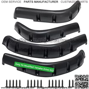 Golf Cart 4 Fender Flares-2 Front and 2 Rear fit Club Car DS Precedent,Yamaha G22 G29,EZGO RXV and TXT with Stainless Steel Screw kit