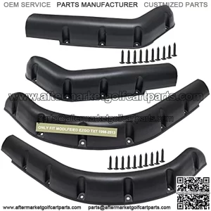 Golf Cart 4 Fender Flares-2 Front and 2 Rear fit Club Car DS Precedent,Yamaha G22 G29,EZGO RXV and TXT with StainleSteel Screw kit
