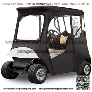 Golf Cart Deluxe Enclosure Cover for EZGO TXT & Club Car Precedent 2 Passenger, 4-Sided Clear PVC Window Rain Cover with Zipper Entry