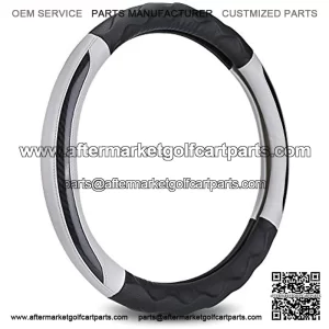 Pu Leather Microfiber Anti Slip Steering Wheel Cover for Most of Golf Cart(not Include EZGO) - Black Gray