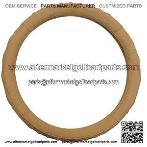 01+ Club Car 11+ Beige/Black Leather Golf Cart Steering Wheel Cover Star (13.25"-13.6")