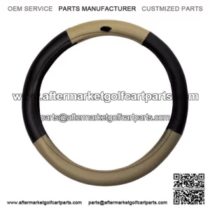 Golf Cart Steering Wheel Cover Universal Black and Tan