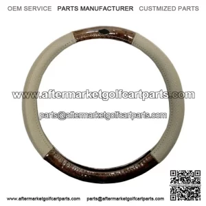Golf Cart Steering Wheel Cover Universal Woodgrain and Tan
