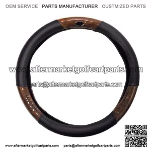 Golf Cart Steering Wheel Cover Universal Woodgrain and Black