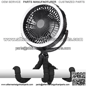 Golf Cart Fan, 8 inch 10000mAh Rechargeable Portable Fan, Battery Operated Clip On Fan with LED Light for Golf Car Boat Truck Utility Vehicles Farm ATV Forklift Construction Vehicles