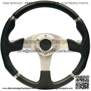 14" Black Chrome Golf Cart Steering Wheel