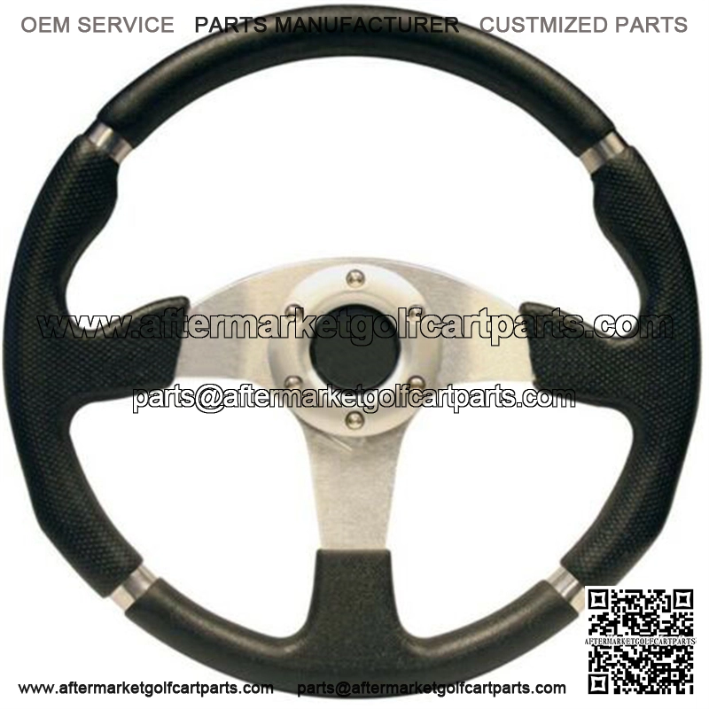 14" Black Chrome Golf Cart Steering Wheel