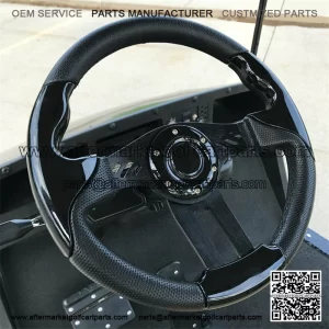 13" Aviator-5 Black Grip Golf Cart Steering Wheel w/ Black Aluminum Spokes (Fits all Years)
