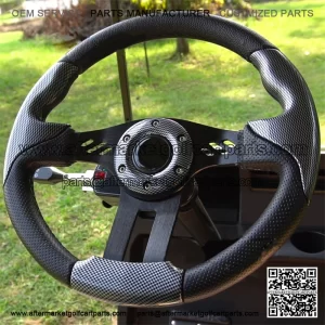 Yamaha 13" Aviator-5 Carbon Fiber Golf Cart Steering Wheel w/ Black Aluminum Spokes (Fits all Years)